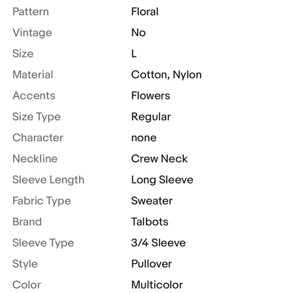 Talbots Colorful Floral Sweater- Large petite- Great Pre-Loved Condition - Picture 2 of 2